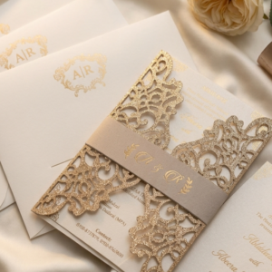 glitter card with laser cutting Wedding Cards