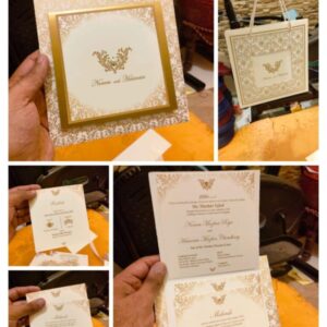 Wedding Card with Bag Offwhite with Golden Printing