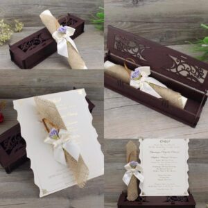 Wooden Scroll Wedding Card