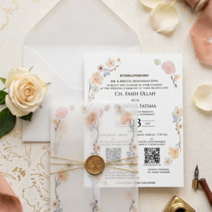 Soft Floral and Vellum Wedding Invitation