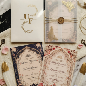 Elegant Floral & Arch Design Luxury Wedding Invitation Suite